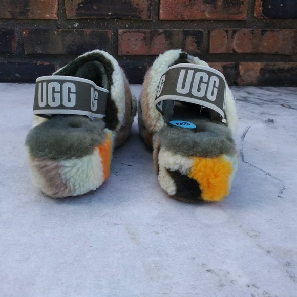 UGG CAMO ZEBRA FLUFF YEAH SLIDE CALI COLLAGE SANDALS SHOES NEW - Picture 4 of 7